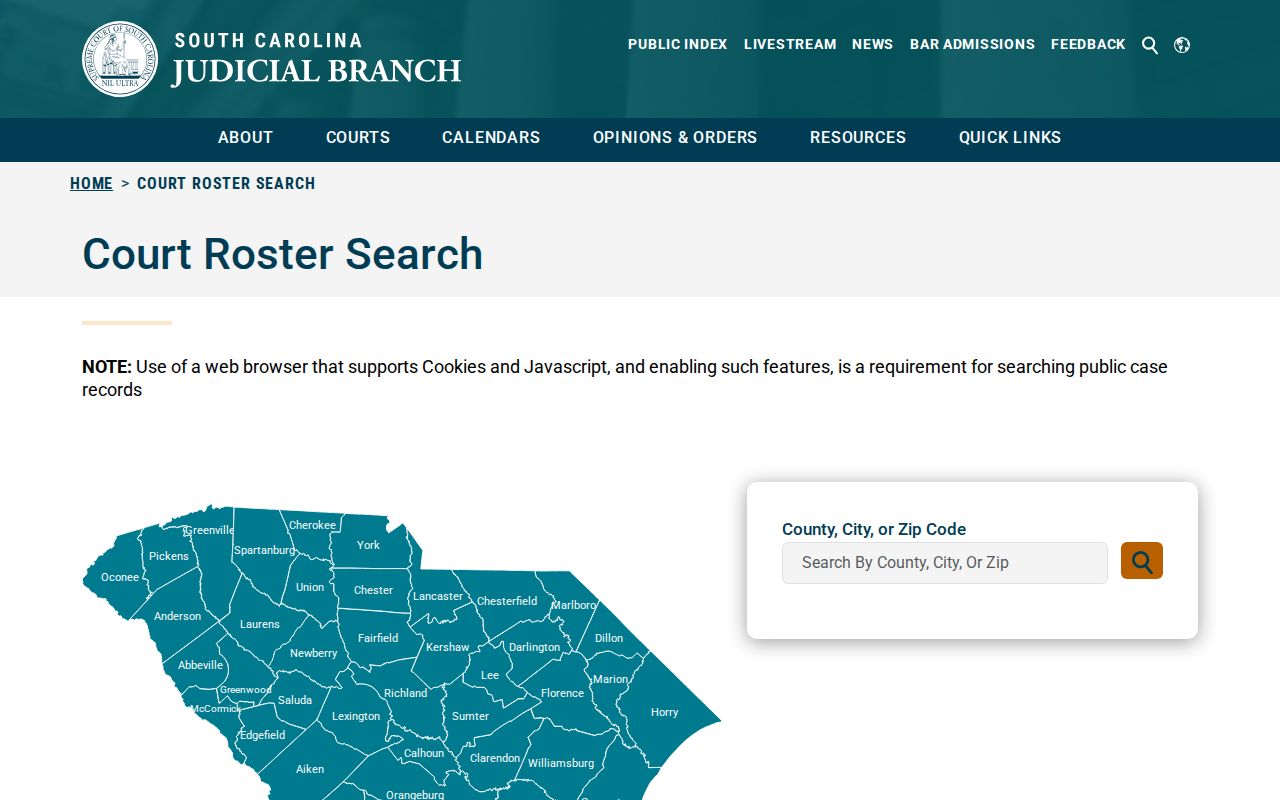 Marlboro County warrant records court roster search by county, city, or ZIP