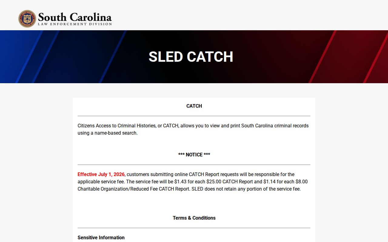 Marlboro County most-wanted records research, SLED CATCH criminal-history search