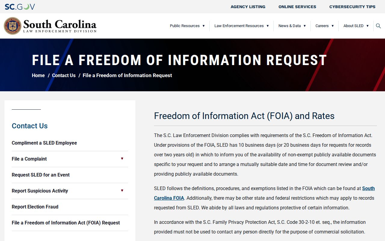 Marlboro County warrant records, South Carolina FOIA request information from SLED